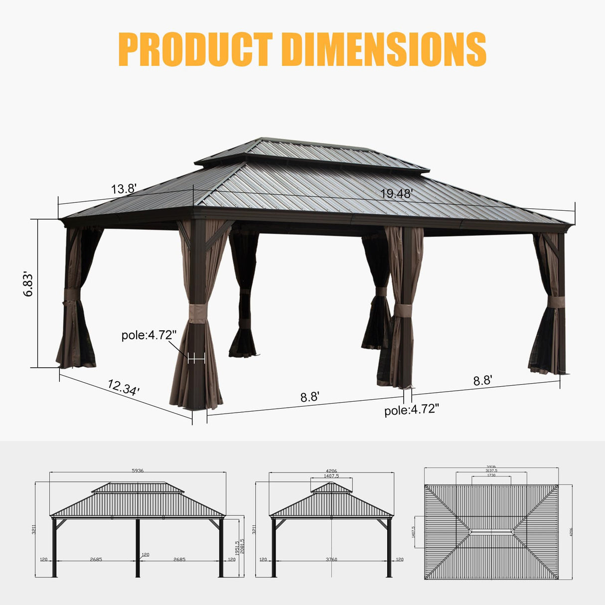 14x20FT Hardtop Gazebo