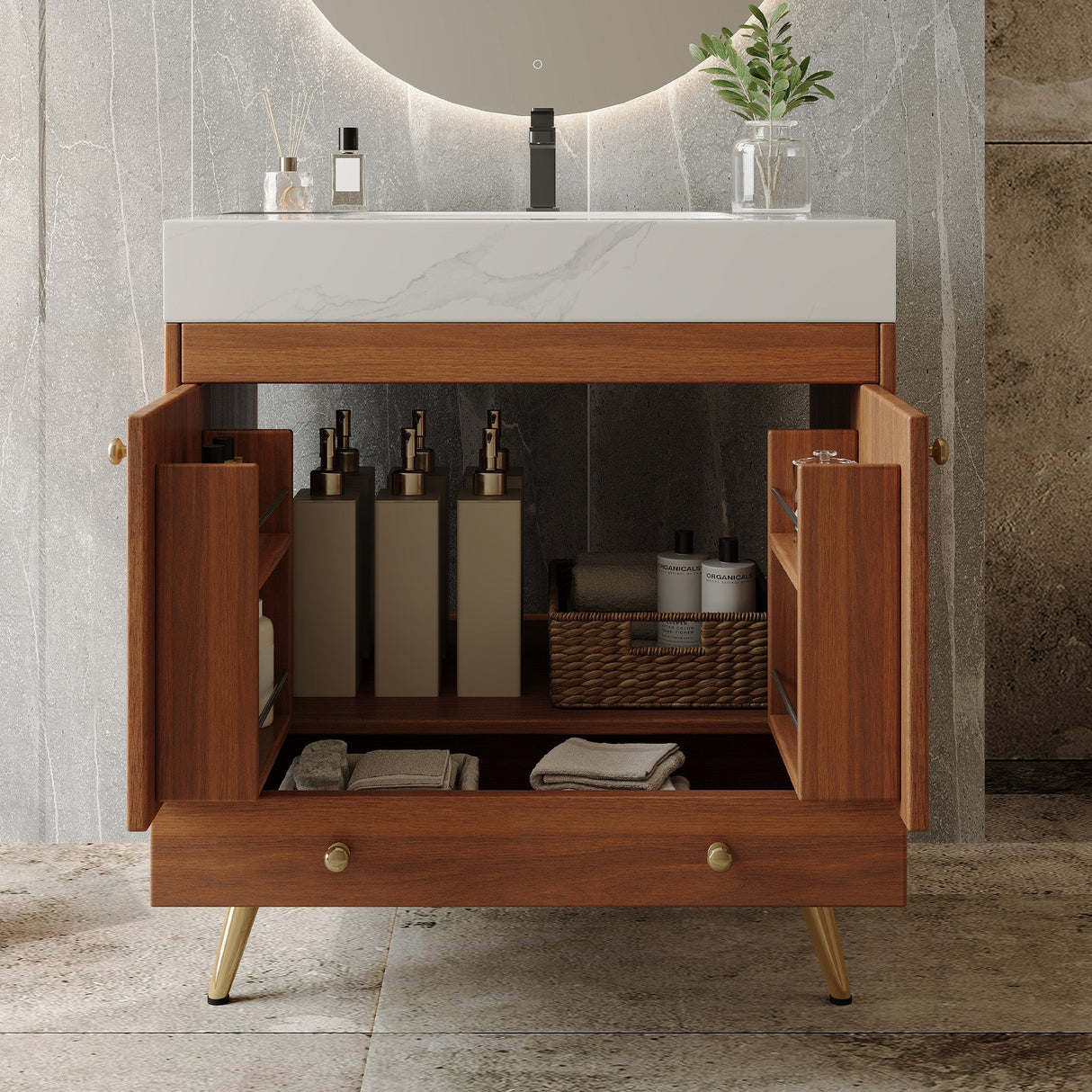 Mid-Century Free-Standing Bathroom Vanity