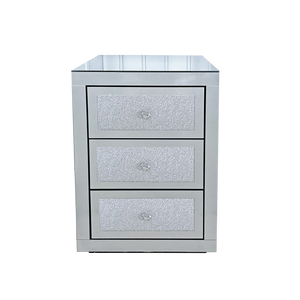 3-Drawer Mirrored Nightstand Bedside Table