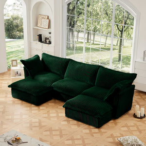 Slipcovered U Shape Sectional Deep Seat Sofa