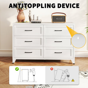 6 Drawer Dresser for Bedroom, Modern Metal Storage Chest