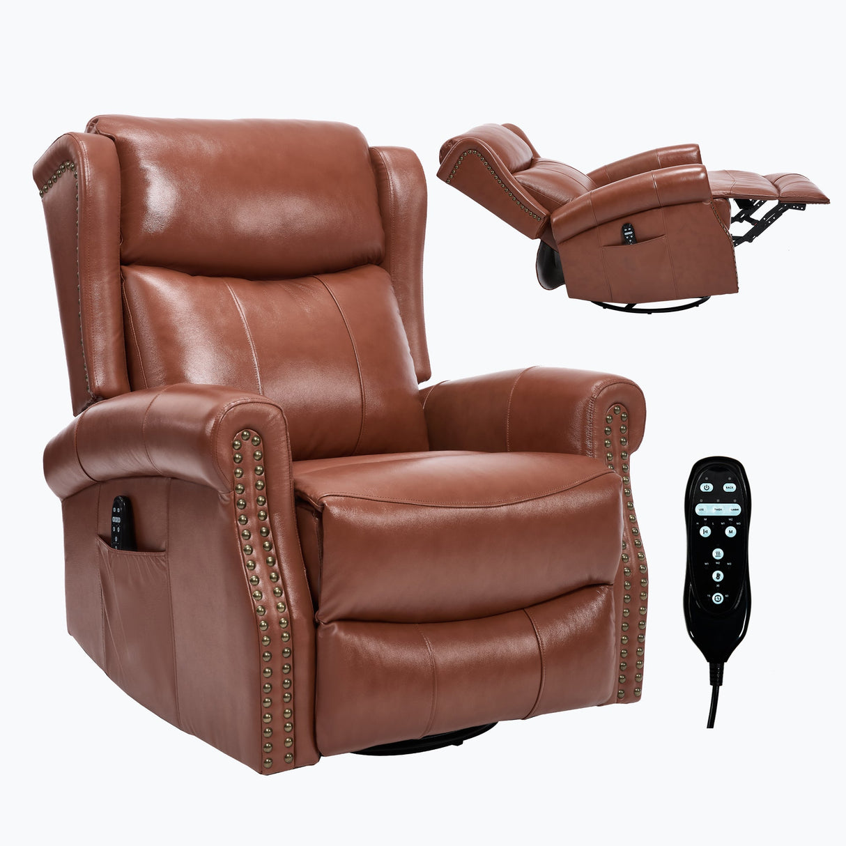 Heat Massage Manual Recliner Chair with Rocker and Swivel