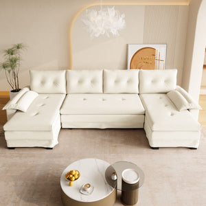 U-Shaped Sleeper Sofa With Pull Out Bed, Removable Armrests & USB Ports For Living Room