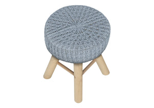 Ottoman, Pouf, Footrest, Foot Stool, Round, Natural Wood Legs, Contemporary, Modern