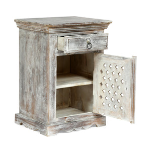 Wooden Nightstand With 1 Drawer 1 Door