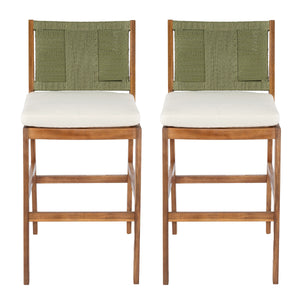 Outdoor Acacia Wood Bar Stools (Set of 2)