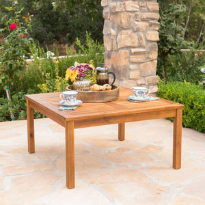 Perla - Rustic Square Coffee Table With Block Legs