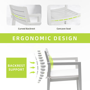 Outdoor Patio Aluminum Stationary Dining Chairs 4PCs with Outdoor-Grade Sunbrella Fabric Cushions