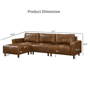 Modern Luxury Sectional Sofa with Convertible Ottoman