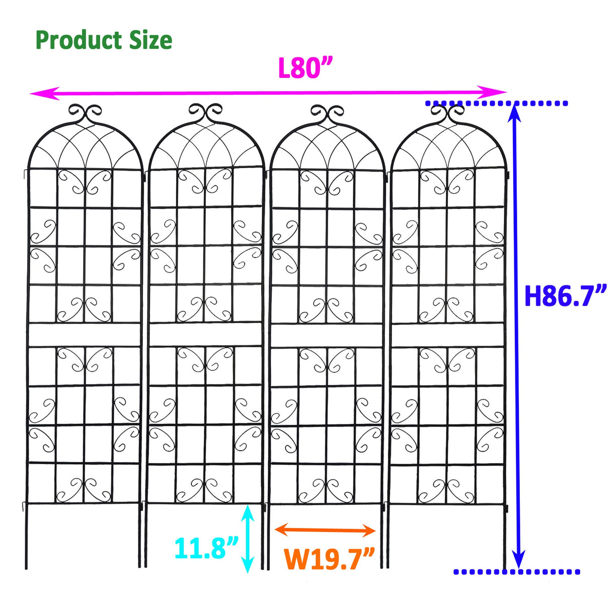 Metal Garden Trellis 4 Pack Rustproof Climbing Plant Supports