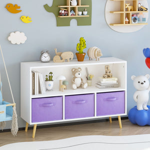 Bookcase With Collapsible Drawers, Book Display Organizer