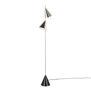Cone 65' Contemporary Metal Floor Lamp in Plated Nickel with Black Faux Marble Base