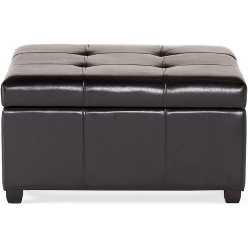 35inch Storage Ottoman, Large Square Ottoman Bench with Storage, Tufted Ottomans Footstool for Living Room