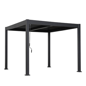 Byron Black Outdoor Pergola Aluminum with Adjustable Louvered Roof