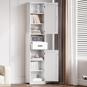 69" H Tall Bathroom Storage Cabinet with 2 Barn Doors and 1 Drawer