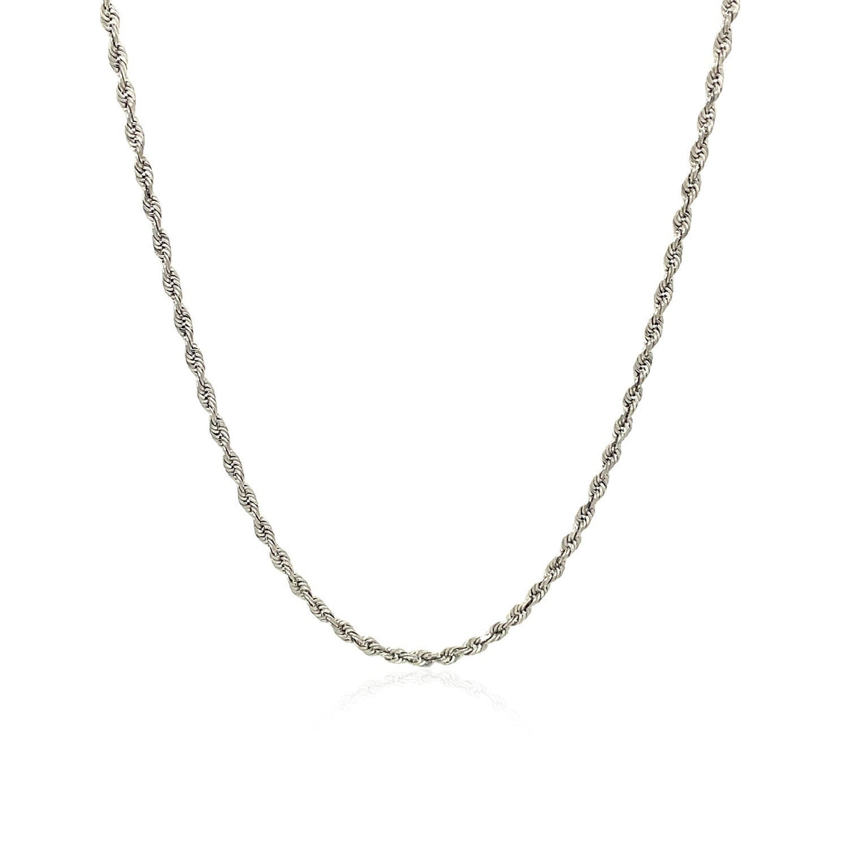 10k White Gold Solid Diamond Cut Rope Chain 1.5mm