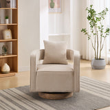 Fernleigh Swivel Accent Open Back Barrel Chair With Weathered Base