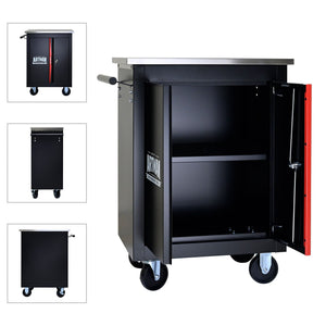 Double Door Clapboardl Multi Function Tool Cart - Black / Red