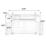 Outdoor Bar Table with Wicker Cabinet and Steel Top