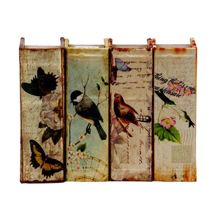 Book Boxes With Birds, Flowers, And Handwriting Design (Set of 4) - Multi