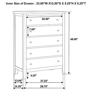 Payton - 5 Drawer - Cappuccino
