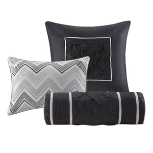 7-Piece King 100% Polyester Pieced Pleated Tufted Comforter Set
