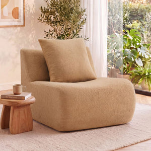 Armless Sofa With Pillow Teddy Fabric - Camel