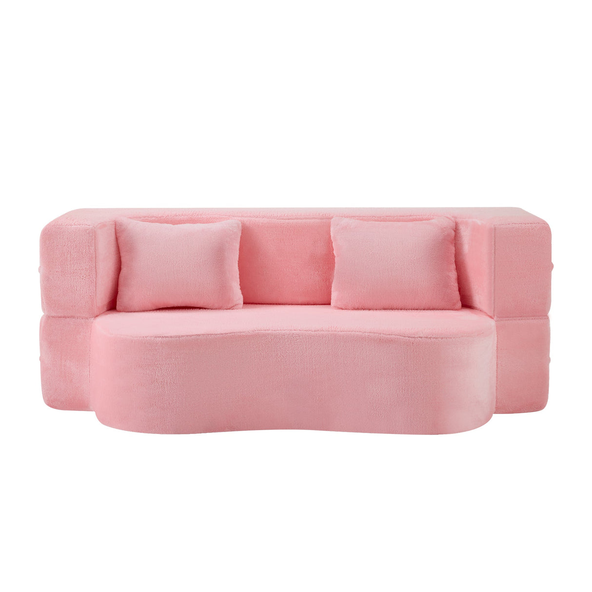 71-Inch Folding Sofa Bed in Pink Chenille with High-Density Foam