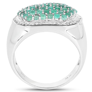 1.43 Carat Genuine Emerald .925 Sterling Silver Ring