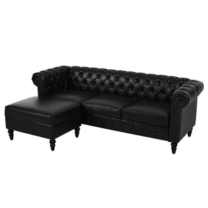 U-style 85" Modern 4-Seater L-Shaped Sectional Sofa with Storage Ottoman