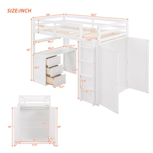 Loft Bed With Drawers, Desk, And Wardrobe