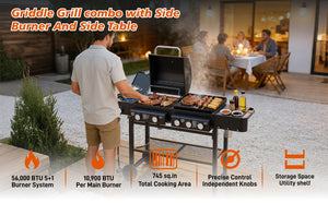 6 Burner Propane Gas BBQ Grill with Side Burner