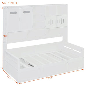 Daybed With All-In-One Cabinet And Shelf
