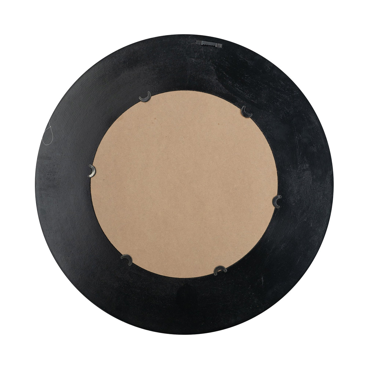 Round Gold and Black Wooden Accent Mirror with Woven Texture - 29.5"
