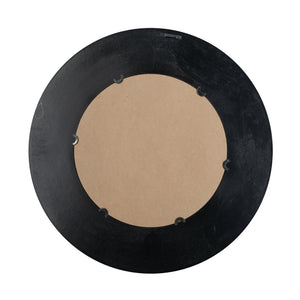 Round Gold and Black Wooden Accent Mirror with Woven Texture - 29.5"