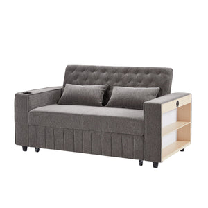 Pull-Out Sofa Bed Convertible Couch With Adjustable Backrest For Living Room