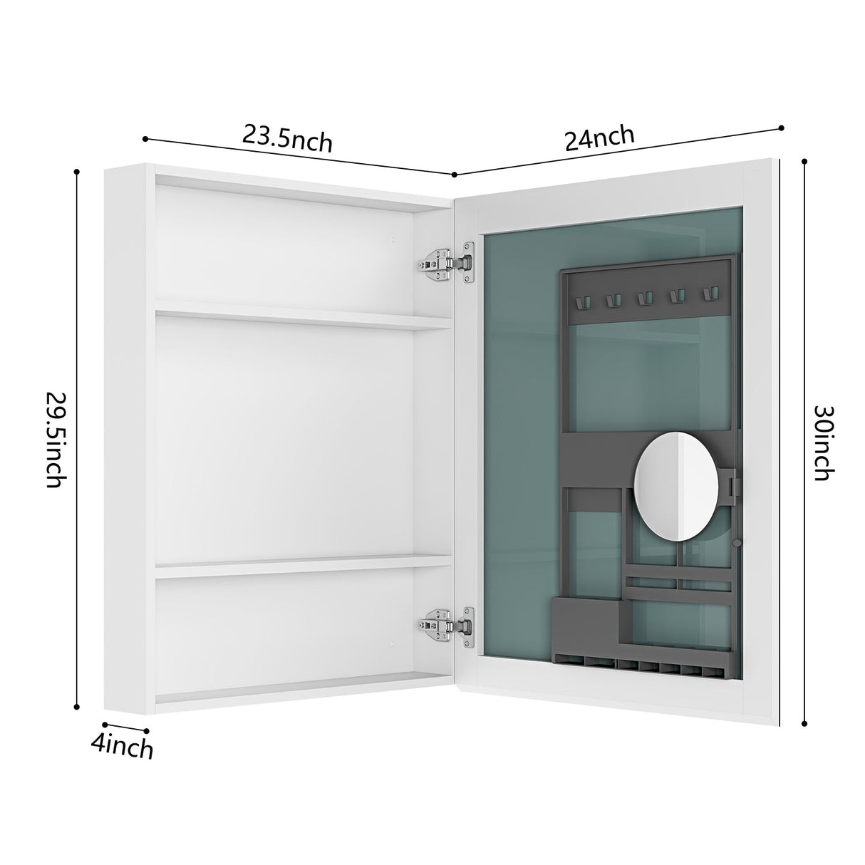 24'' W x 30'' H Surface Frameless Mirror Medicine Cabinet