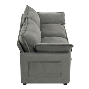 Modern Loveseat Sofa, Upholstered Couch With Side Storage Pockets