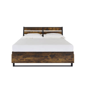 Rustic Oak & Black Finish King Bed with Storage