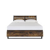 Rustic Oak & Black Finish King Bed with Storage