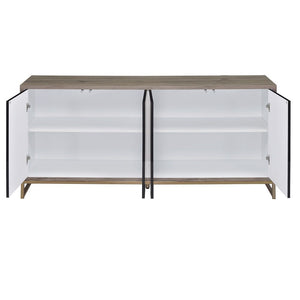 Payo - Console Cabinet - Black Marble Print Oak & Champagne