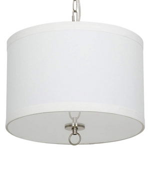 14"W Light Pendant Brushed Nickel Finish with Oatmeal Linen Shade