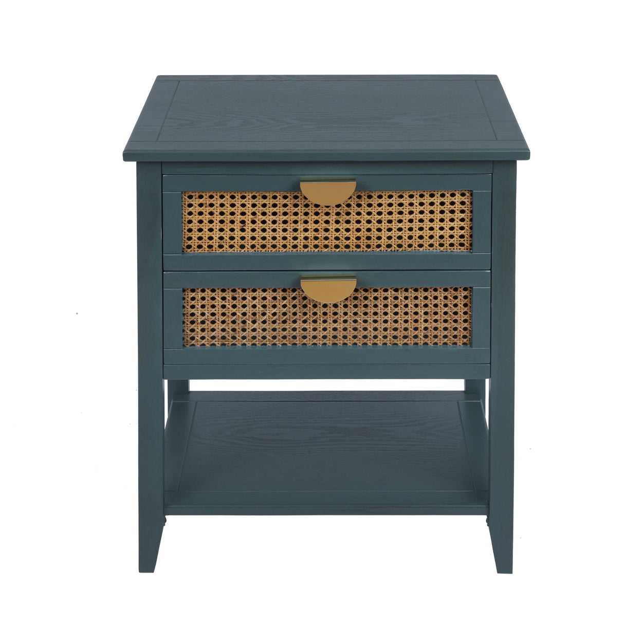 2 Drawer Side Table, Natural Rattan