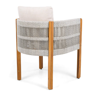 Acacia Wood Outdoor Dining Chairs 2-Pack with Beige Cushions