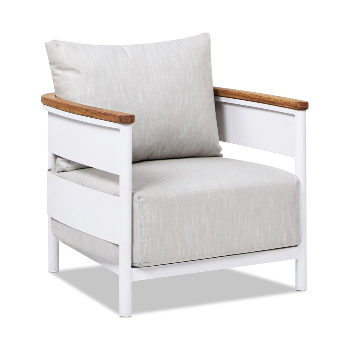 Rhodes 29" Upholstered Teak & Aluminum Patio Arm Chair Birch
