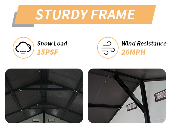 8x14 Ft Outdoor Resin Storage Shed with Windows