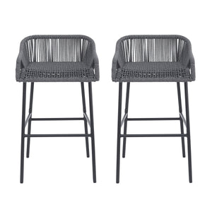 La Push Outdoor Patio Dark Gray Rope Barstool (Set of 2)