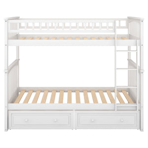 Twin Over Twin Bunk Bed With Drawers, Convertible Beds
