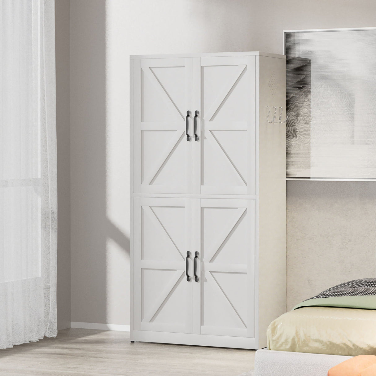 Kitchen Pantry Cabinet With Adjustable Shelves, Heavy Duty Storage - White