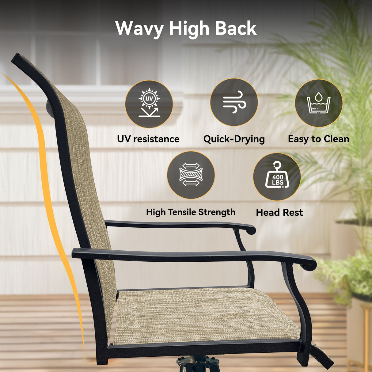 Outdoor Patio Furniture Set for 4 with Swivel Chairs